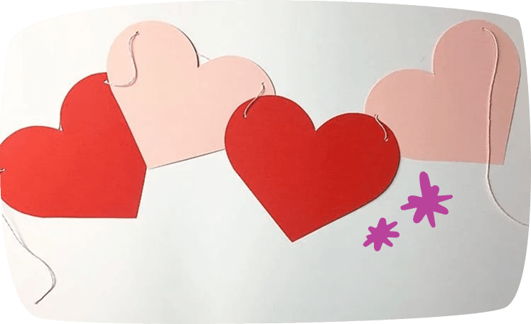 Manualidades dia de la madre guirnalda de corazones